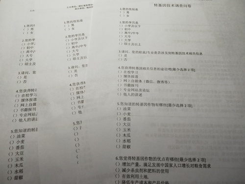七月十五日 51黑料
 “走近转基因”调研小分队 纸质问卷成稿